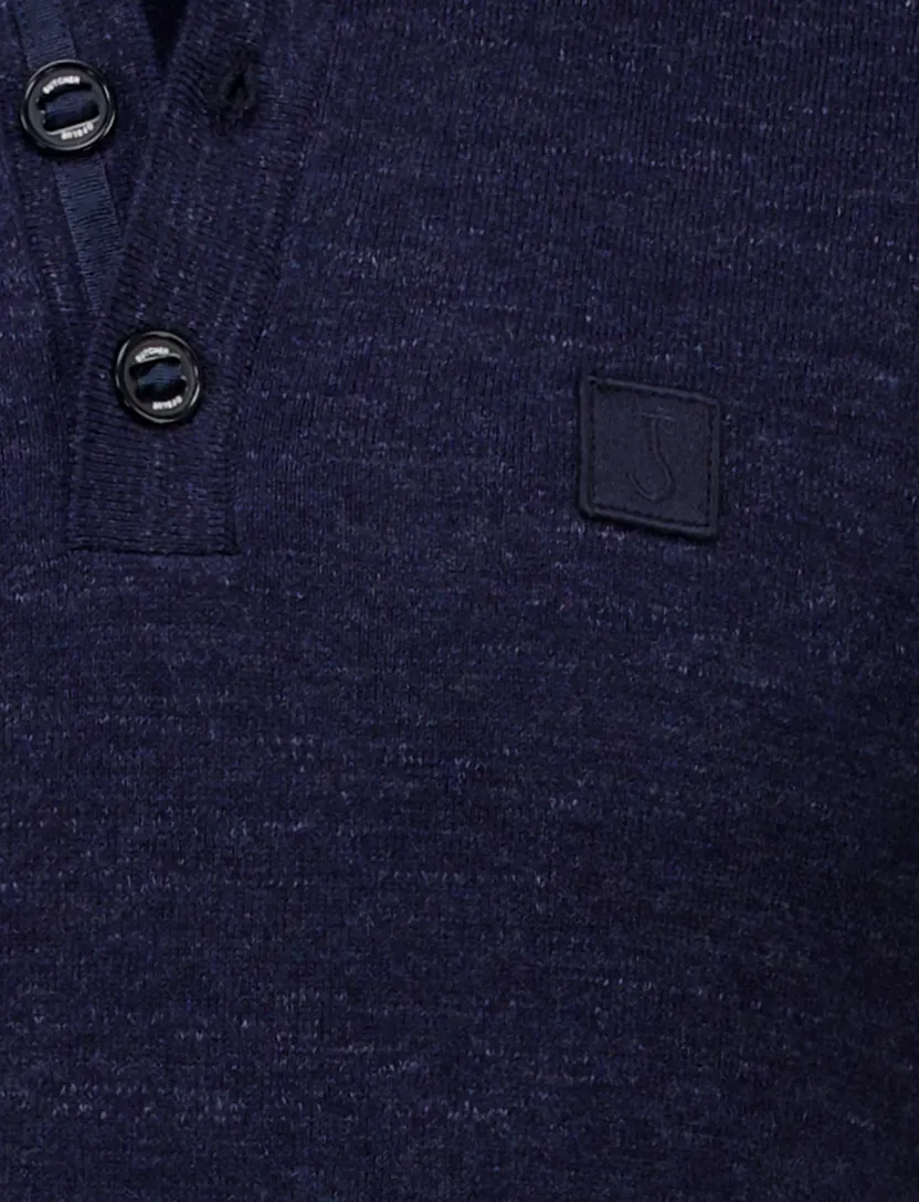 Polo Butcher of Blue Clifden donkerblauw katoen gemeleerd