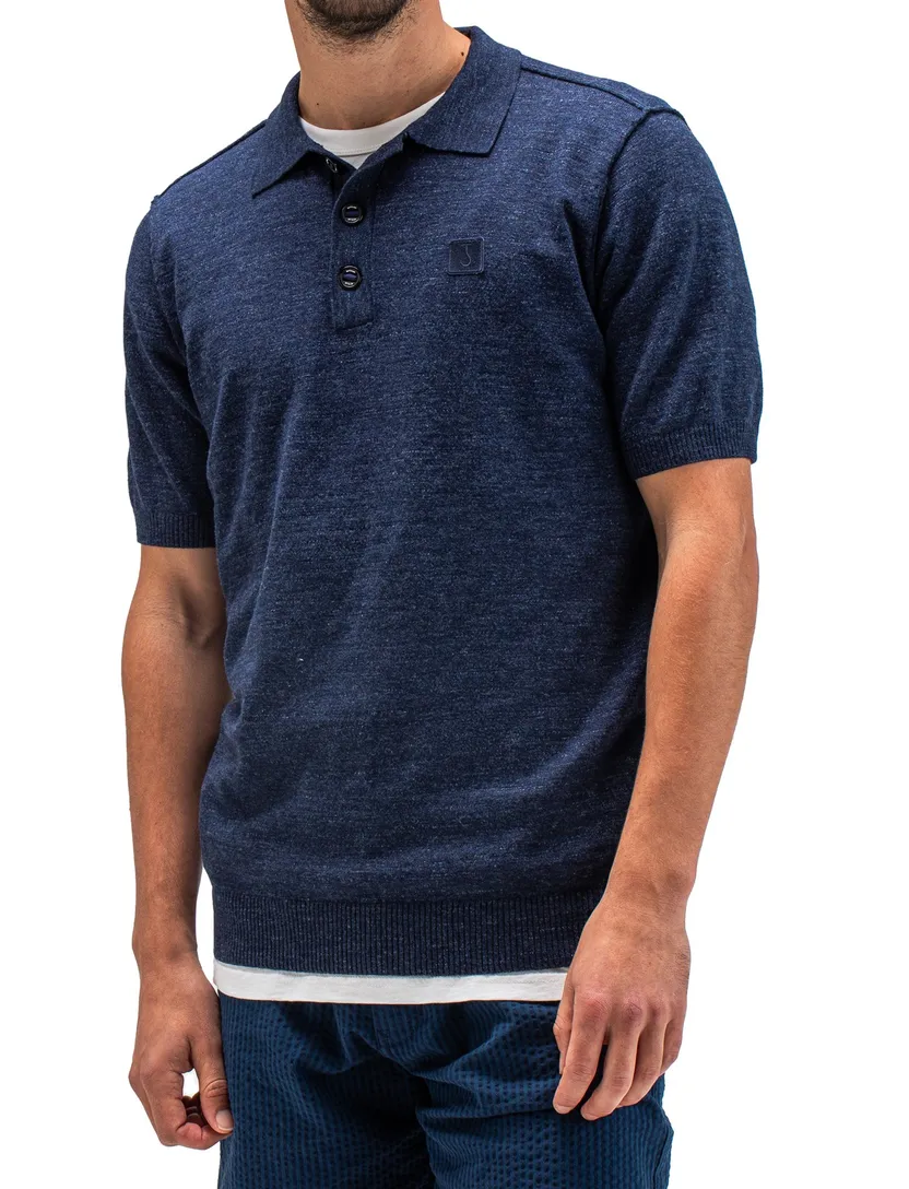 Polo Butcher of Blue Clifden donkerblauw katoen gemeleerd