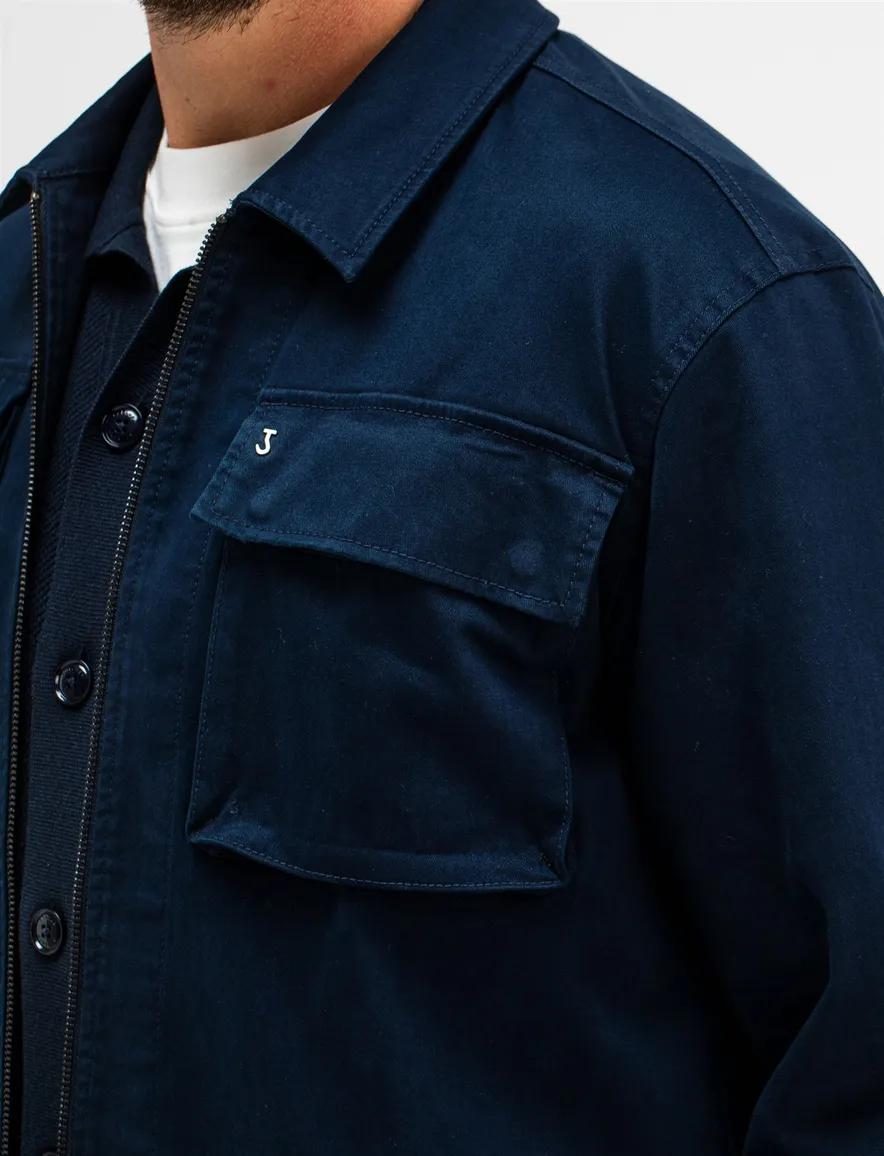 Butcher of Blue Sonam overshirt met rits donkerblauw