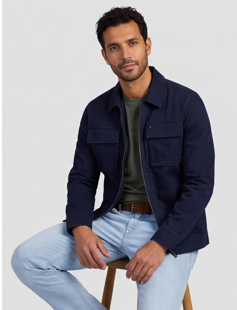 donkerblauw Butcher of Blue Sonam overshirt met rits