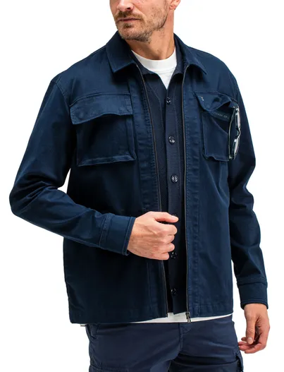 Butcher of Blue Butcher of Blue Sonam overshirt met rits donkerblauw