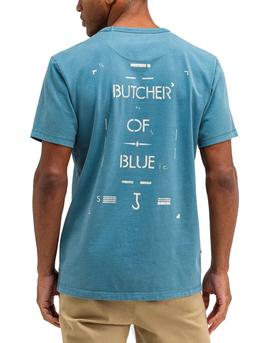 Butcher of Blue katoenen t-shirt blauw backprint