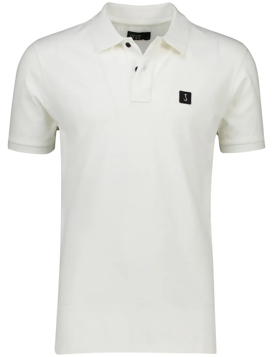 Butcher of Blue polo wit effen katoen