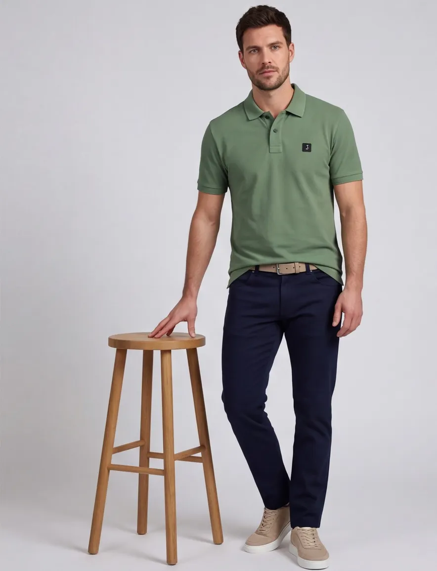 Butcher of Blue polo groen normale fit pique