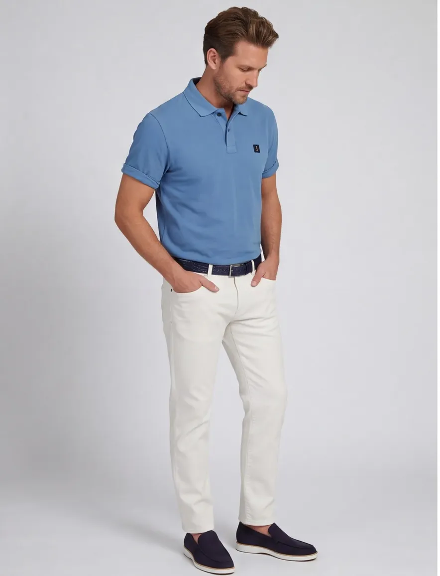 Butcher of Blue polo blauw katoen