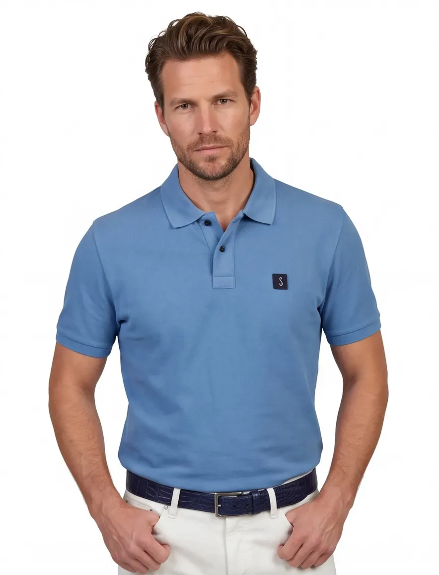 Butcher of Blue polo blauw katoen