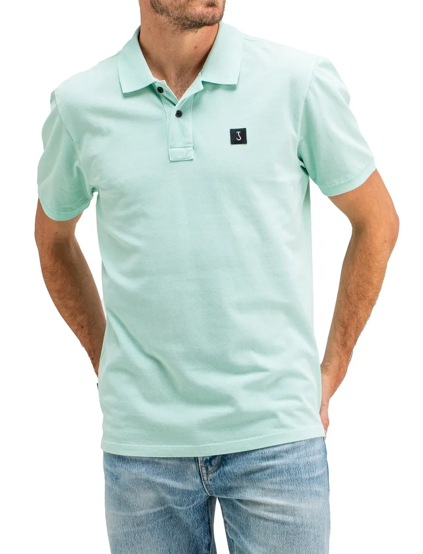 Butcher of Blue polo turquoise effen normale fit katoen pique