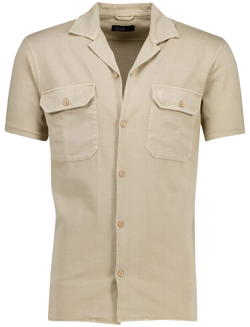 beige Butcher of Blue Mikey overshirt korte mouw