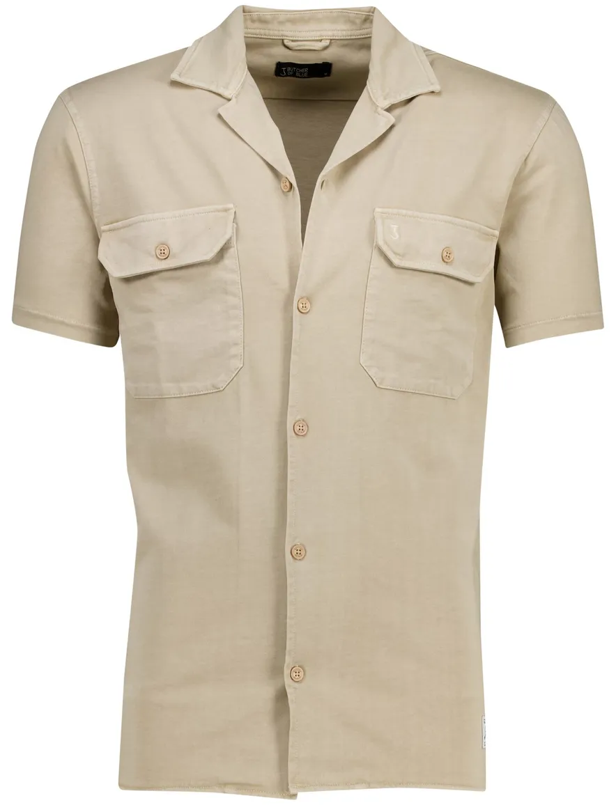 Butcher of Blue Mikey overshirt korte mouw beige