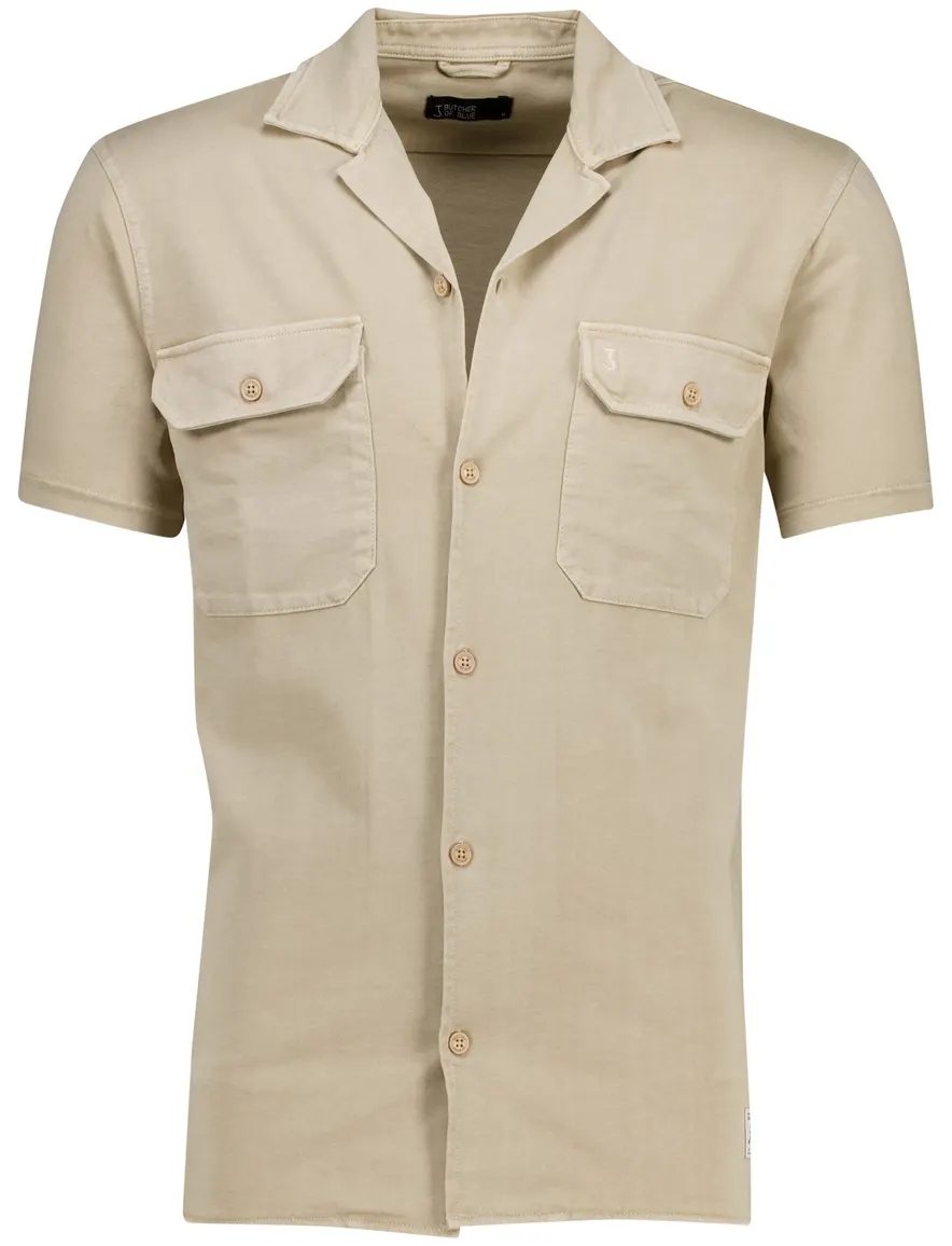 Butcher of Blue Mikey overshirt korte mouw beige