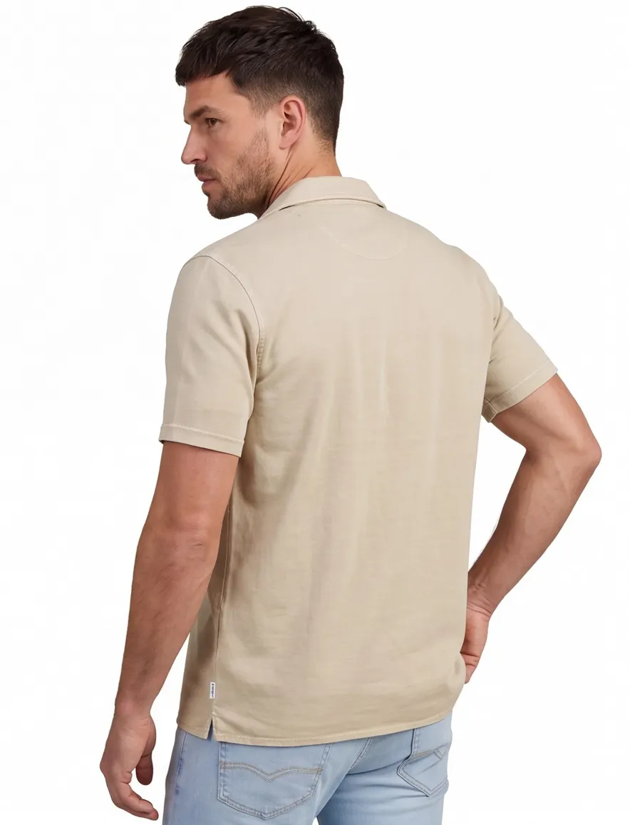 Butcher of Blue Mikey overshirt korte mouw beige