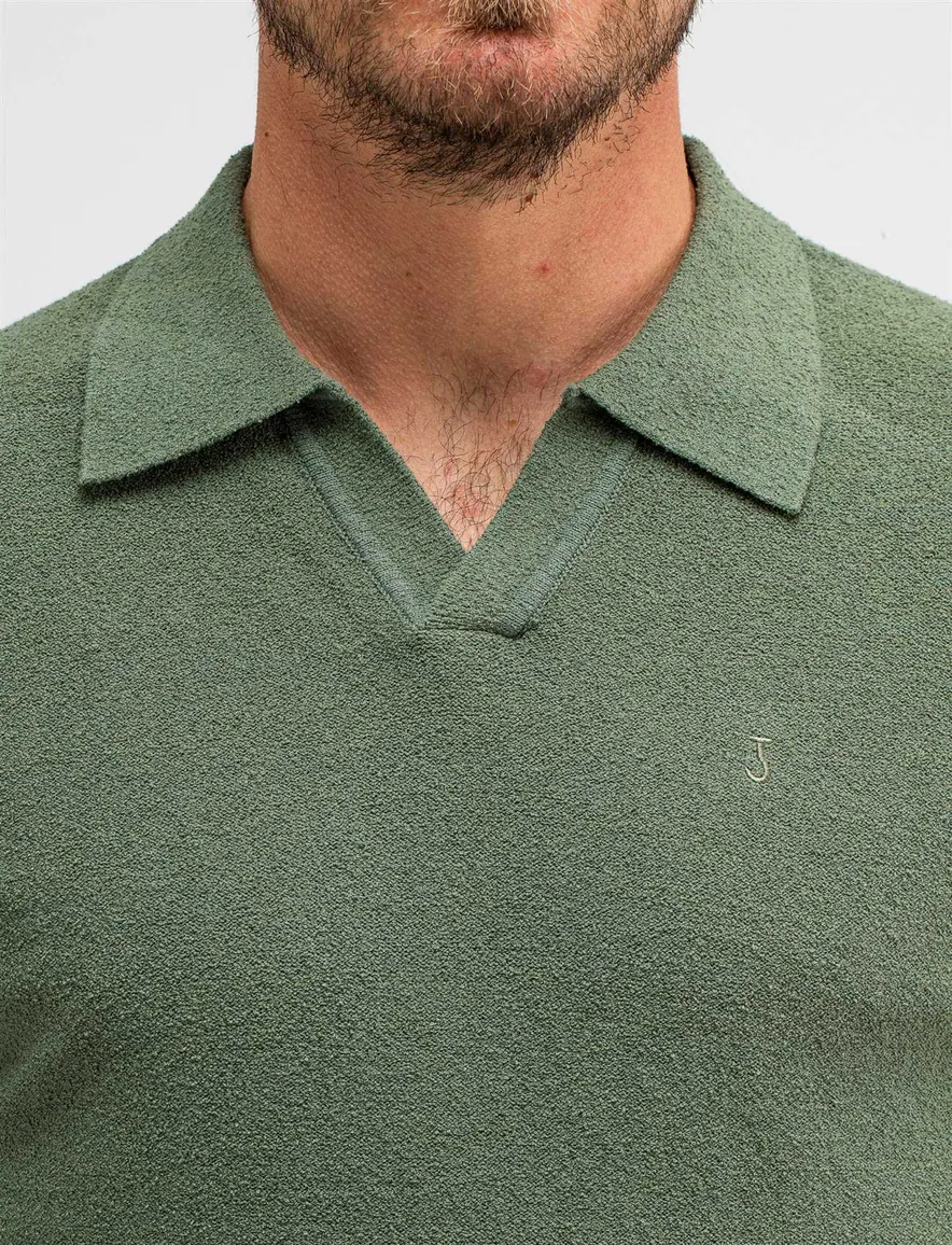 Butcher of Blue polo groen effen normale fit katoen