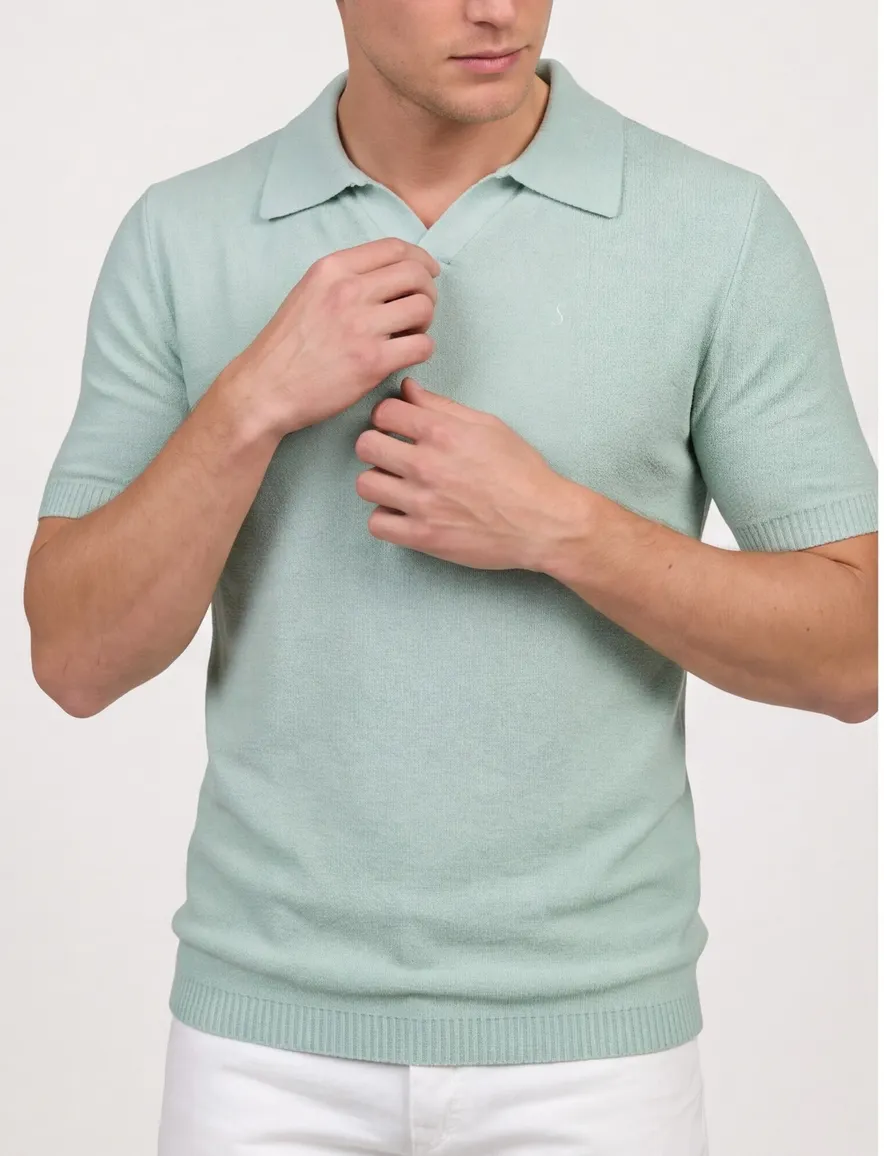 Butcher of Blue Boucle knit polo groen
