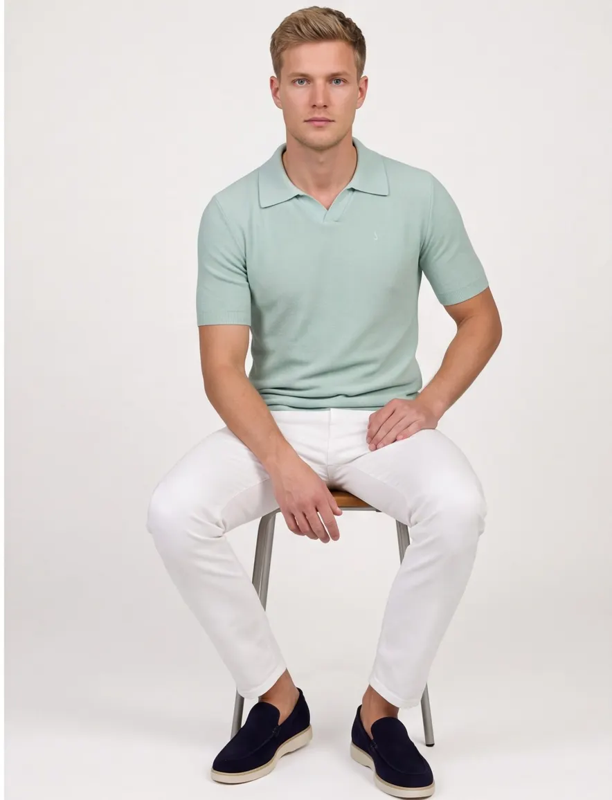 Butcher of Blue Boucle knit polo groen
