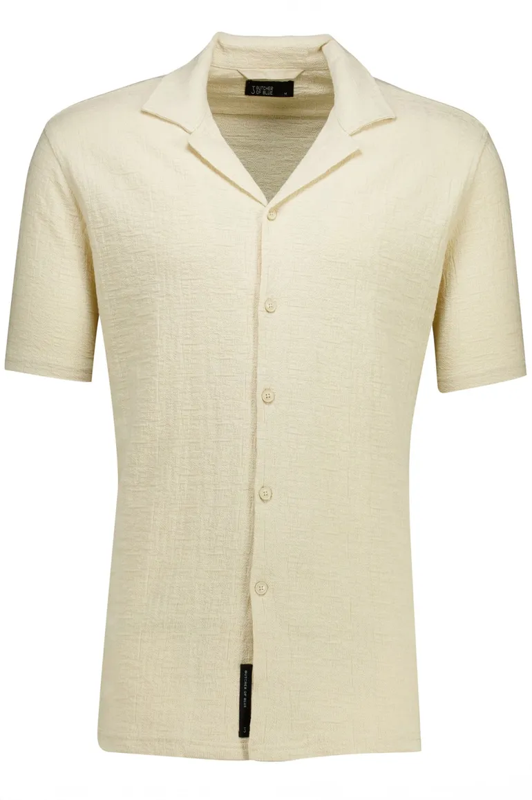 Butcher of Blue overhemd korte mouw beige