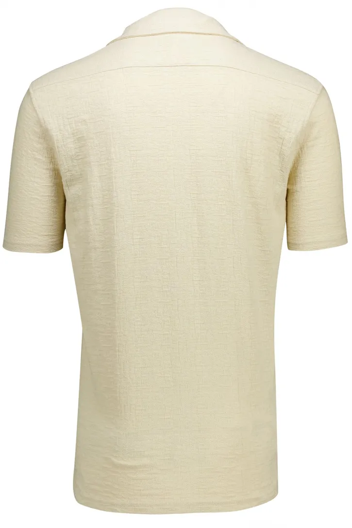 Butcher of Blue overhemd korte mouw beige effen