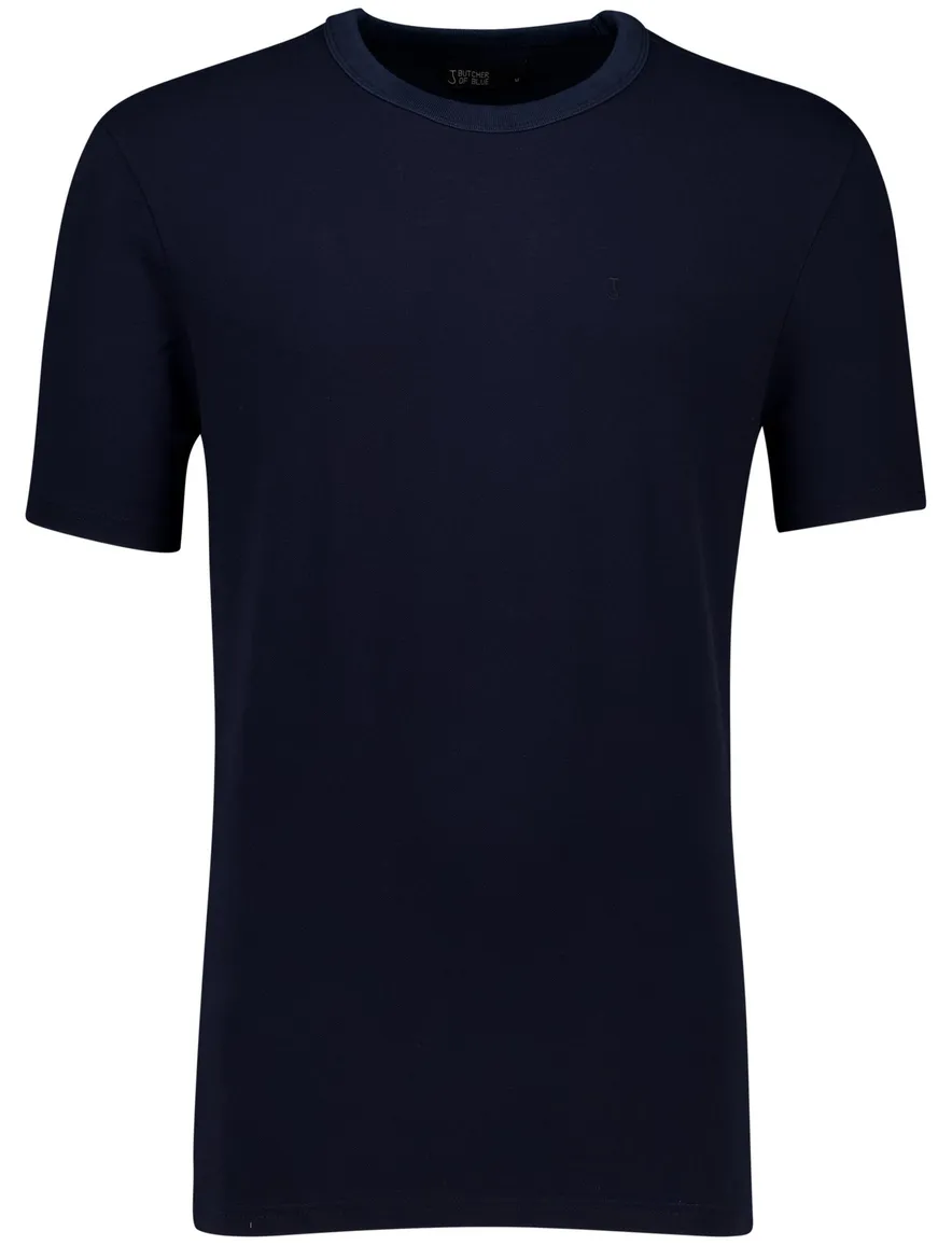 Butcher of Blue t-shirt effen donkerblauw normale fit