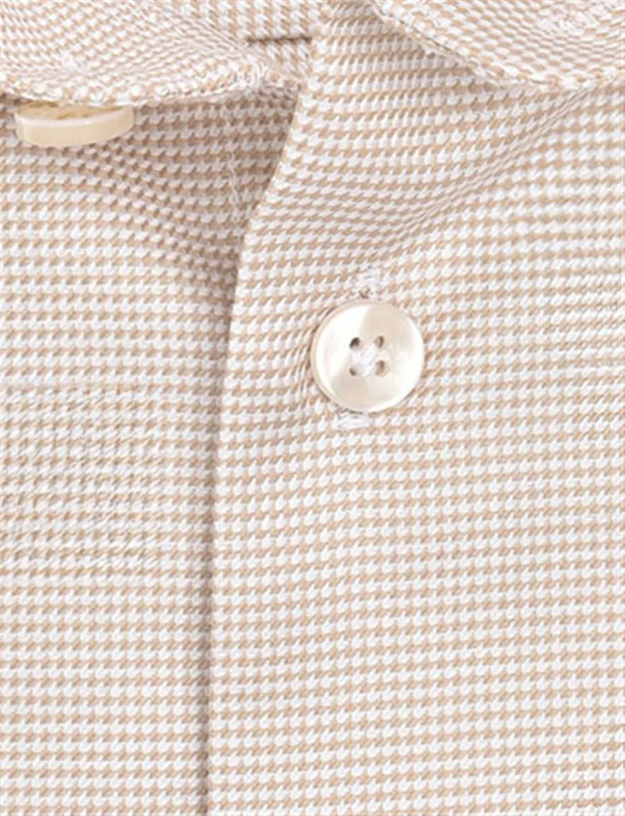 John Miller Tailored Fit overhemd mouwlengte 7 beige