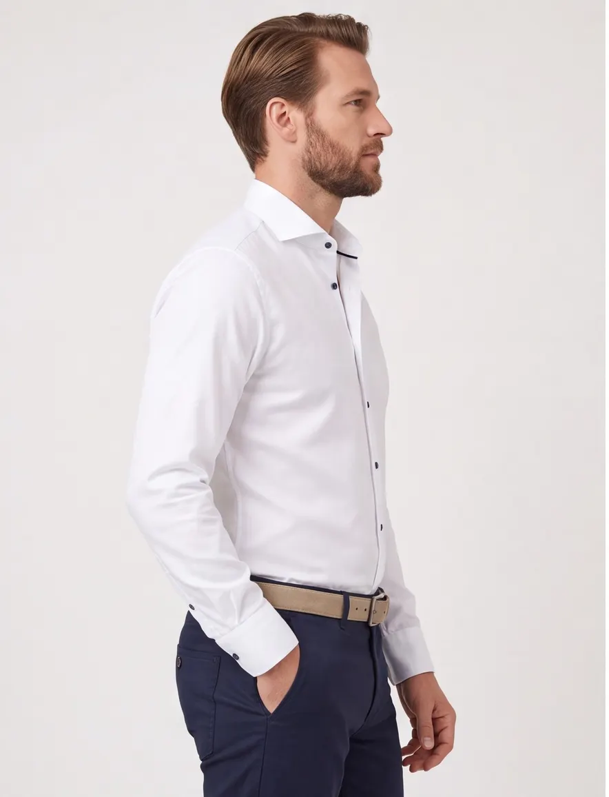 John Miller strijkvrij overhemd wit katoen Tailored Fit