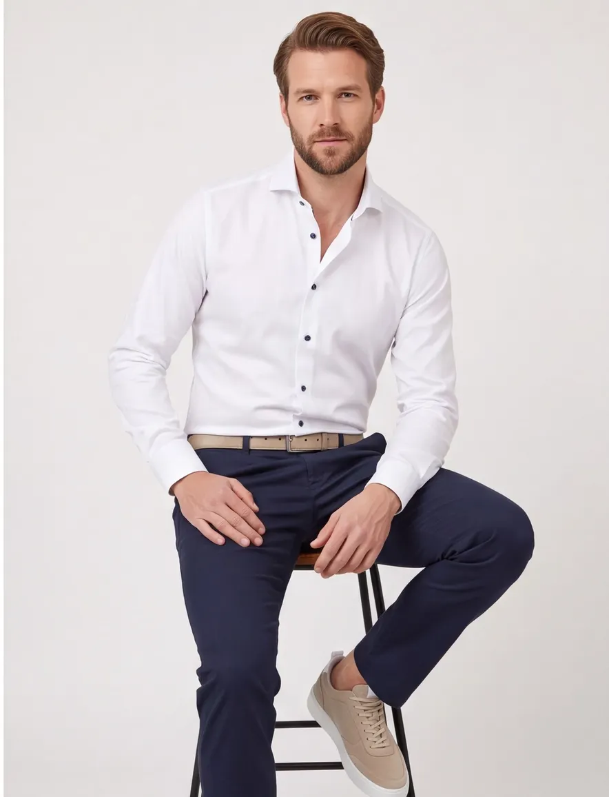 John Miller strijkvrij overhemd wit katoen Tailored Fit