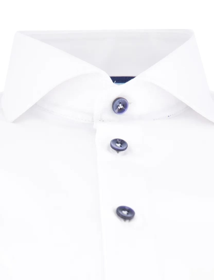 John Miller overhemd wit katoen Tailored Fit strijkvrij
