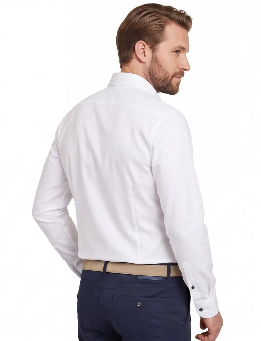 John Miller strijkvrij overhemd wit katoen Tailored Fit