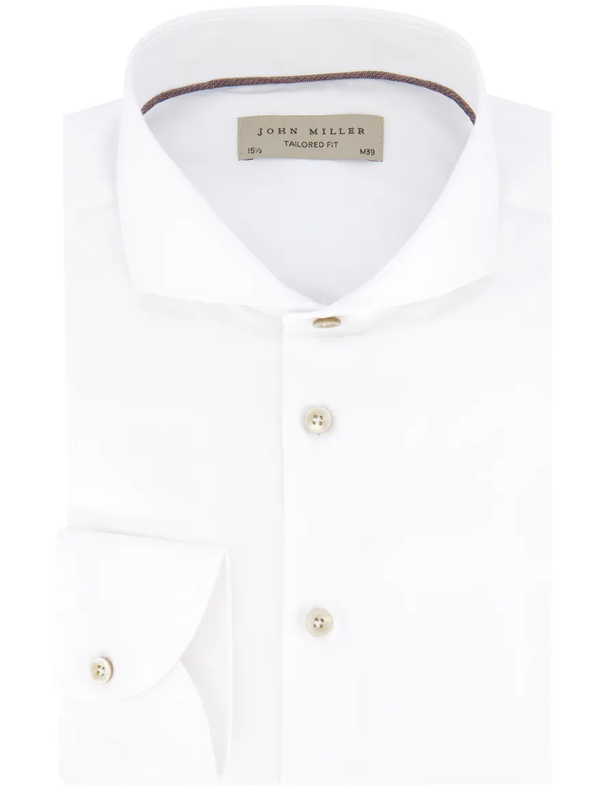 John Miller Tailored Fit overhemd wit strijkvrij