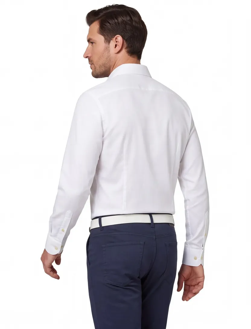 John Miller overhemd wit effen strijkvrij Tailored Fit