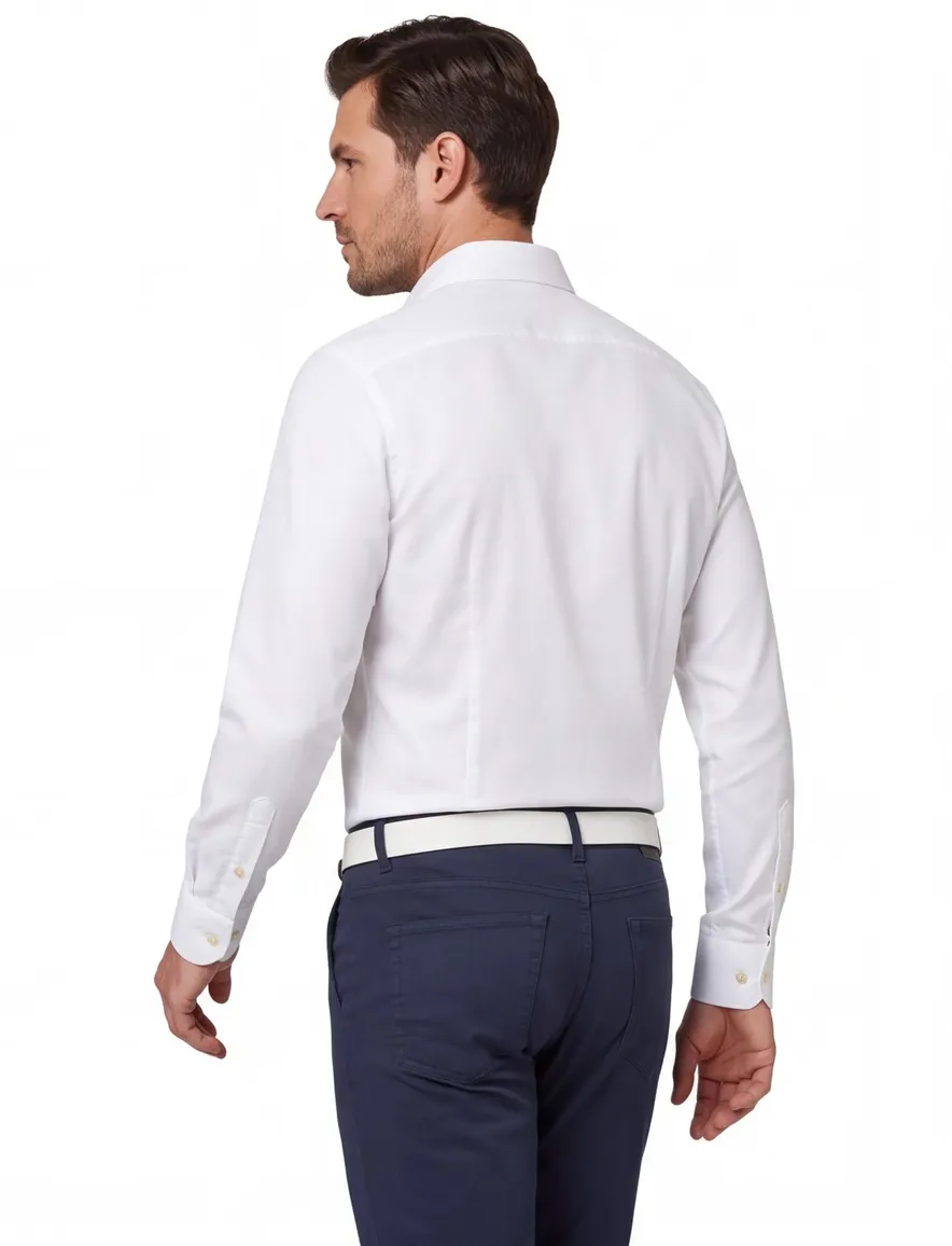 John Miller Tailored Fit overhemd wit strijkvrij