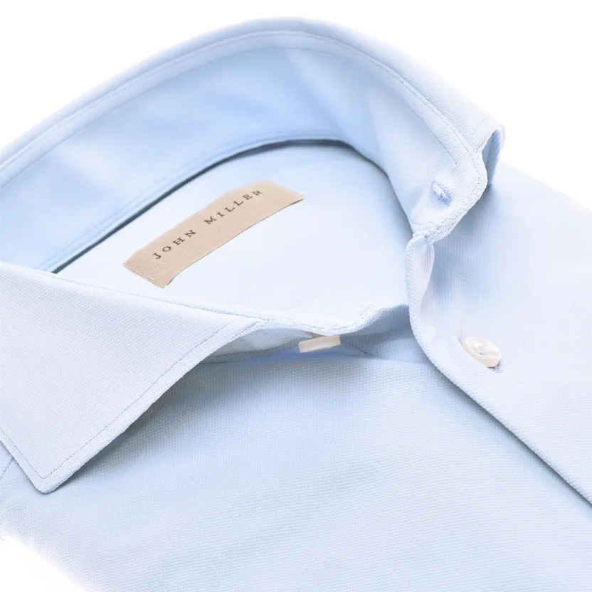 John Miller overhemd lichtblauw mouwlengte 7 tailored fit stretch