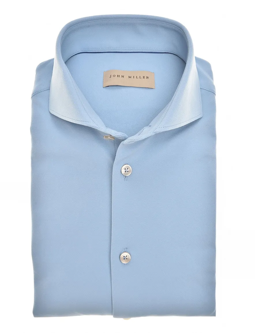 John Miller overhemd blauw mouwlengte 7 stretch