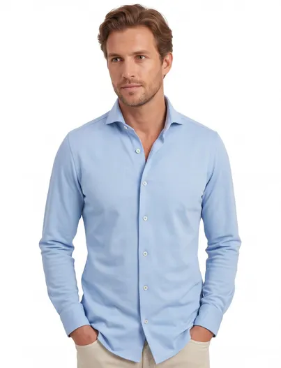 John Miller John Miller overhemd blauw mouwlengte 7