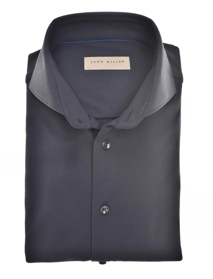 John Miller tailored fit overhemd mouwlengte 7 donkerblauw