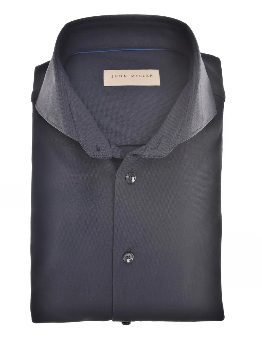 John Miller tailored fit overhemd mouwlengte 7 donkerblauw