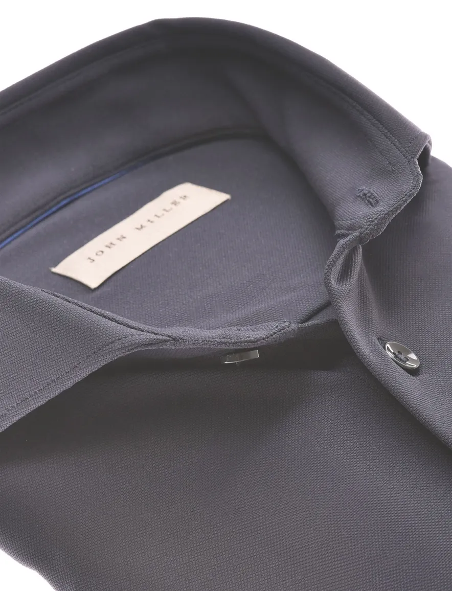 John Miller tailored fit overhemd mouwlengte 7 donkerblauw