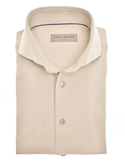John Miller overhemd mouwlengte 7 John Miller beige effen