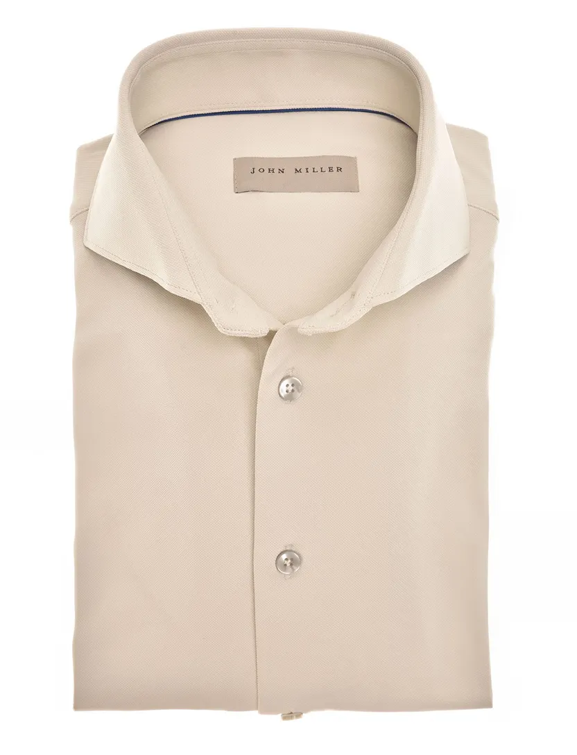 overhemd mouwlengte 7 John Miller beige effen