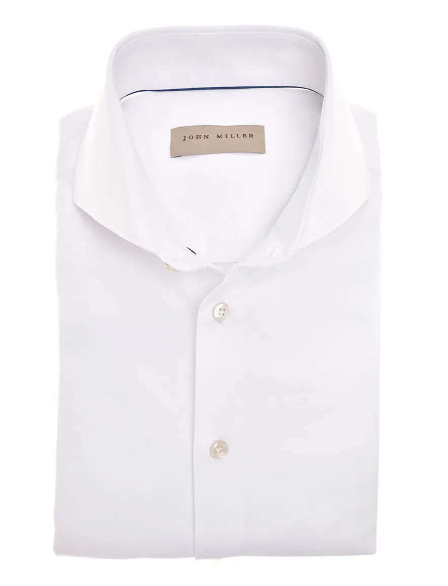John Miller tailored fit overhemd wit mouwlengte 7 effen