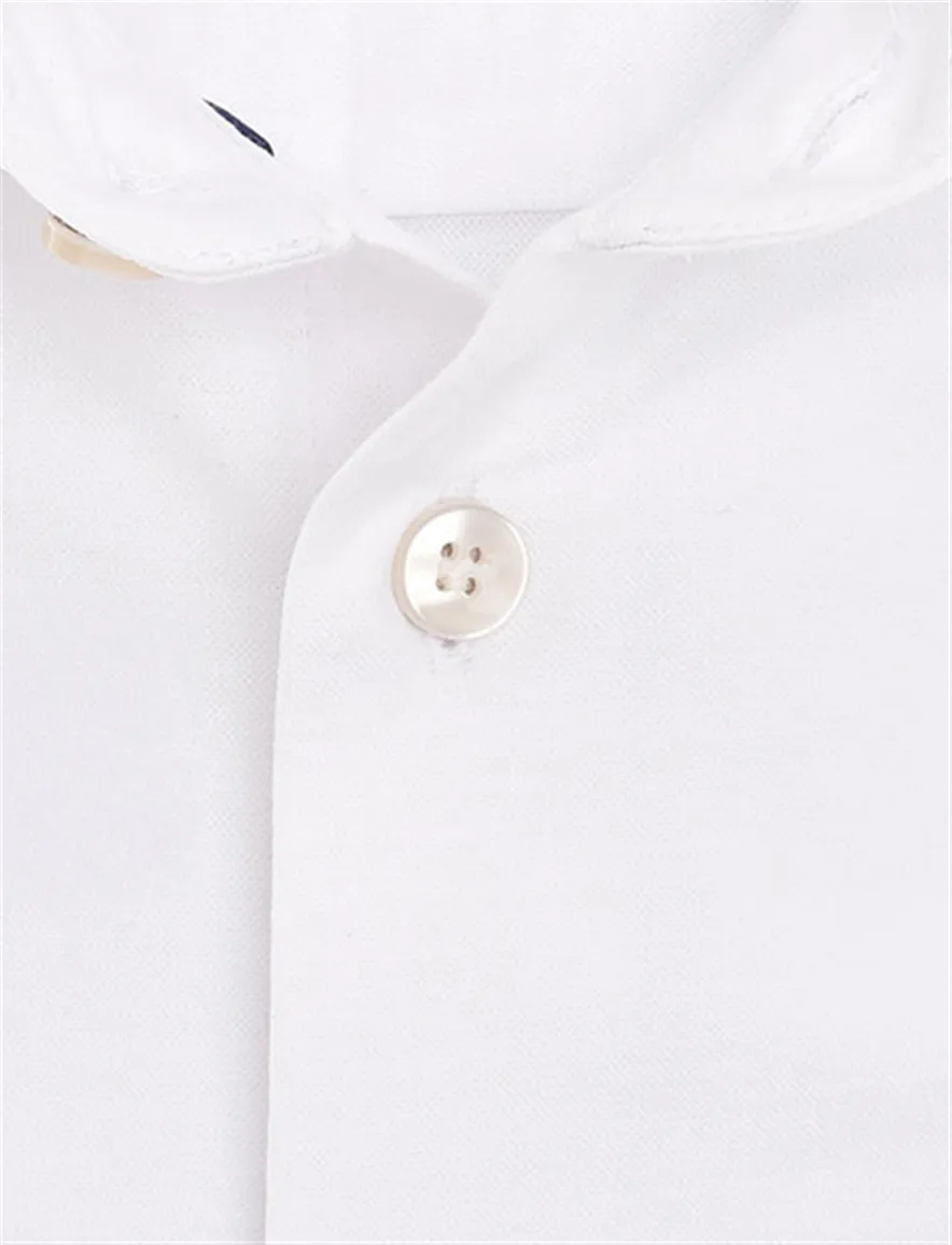 John Miller tailored fit overhemd wit mouwlengte 7 effen