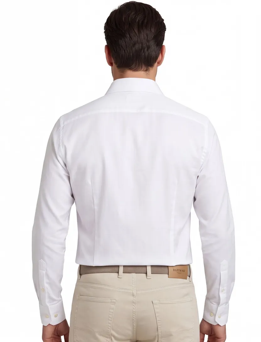 John Miller tailored fit overhemd wit mouwlengte 7 effen