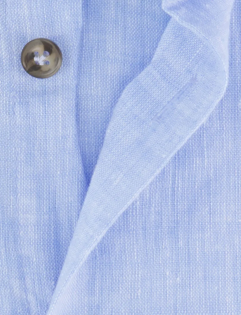 John Miller overhemd Slim Fit lichtblauw linnen cutaway boord