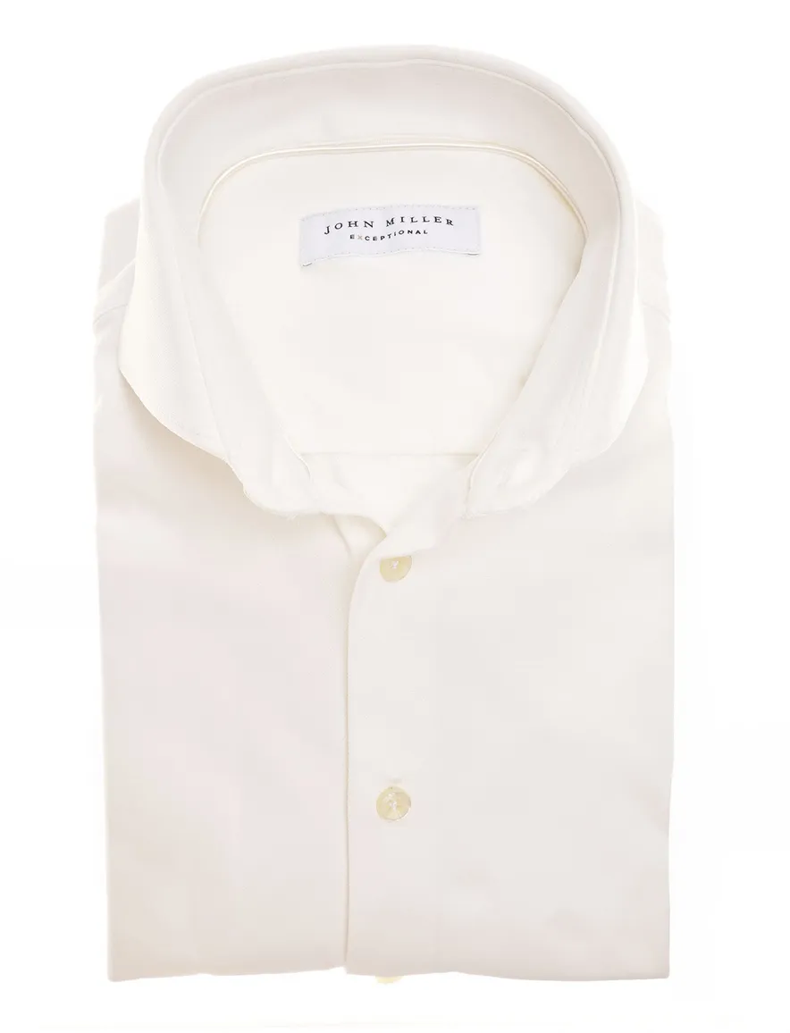 John Miller overhemd beige effen tailored fit