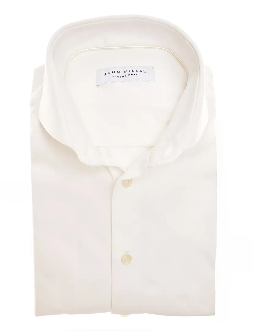 John Miller overhemd wit effen tailored fit cutaway boord