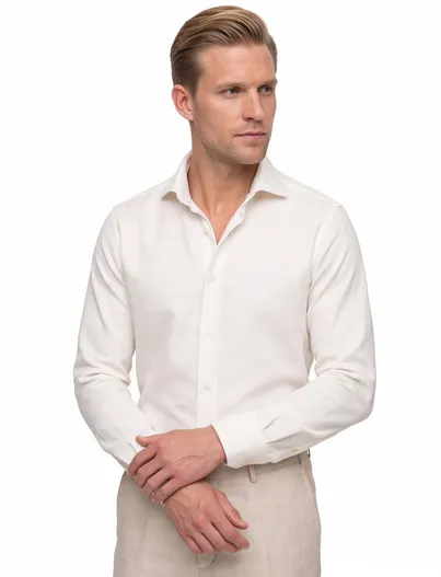 John Miller John Miller overhemd beige effen