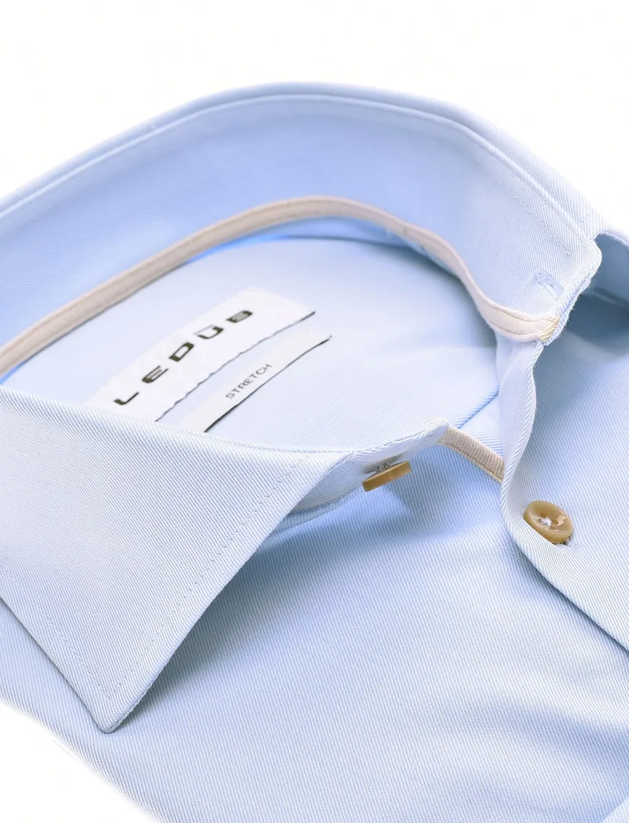 Ledub overhemd Modern Fit effen lichtblauw
