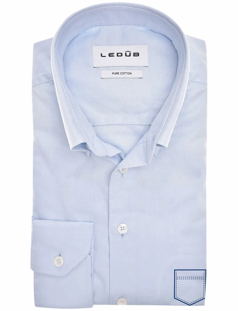 katoenen Ledub overhemd Modern Fit effen lichtblauw