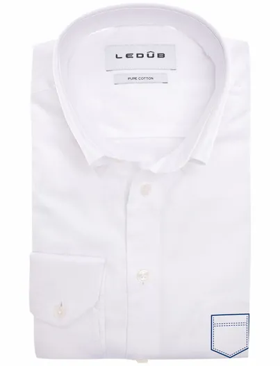 Ledub Ledub overhemd Modern Fit effen wit normale fit