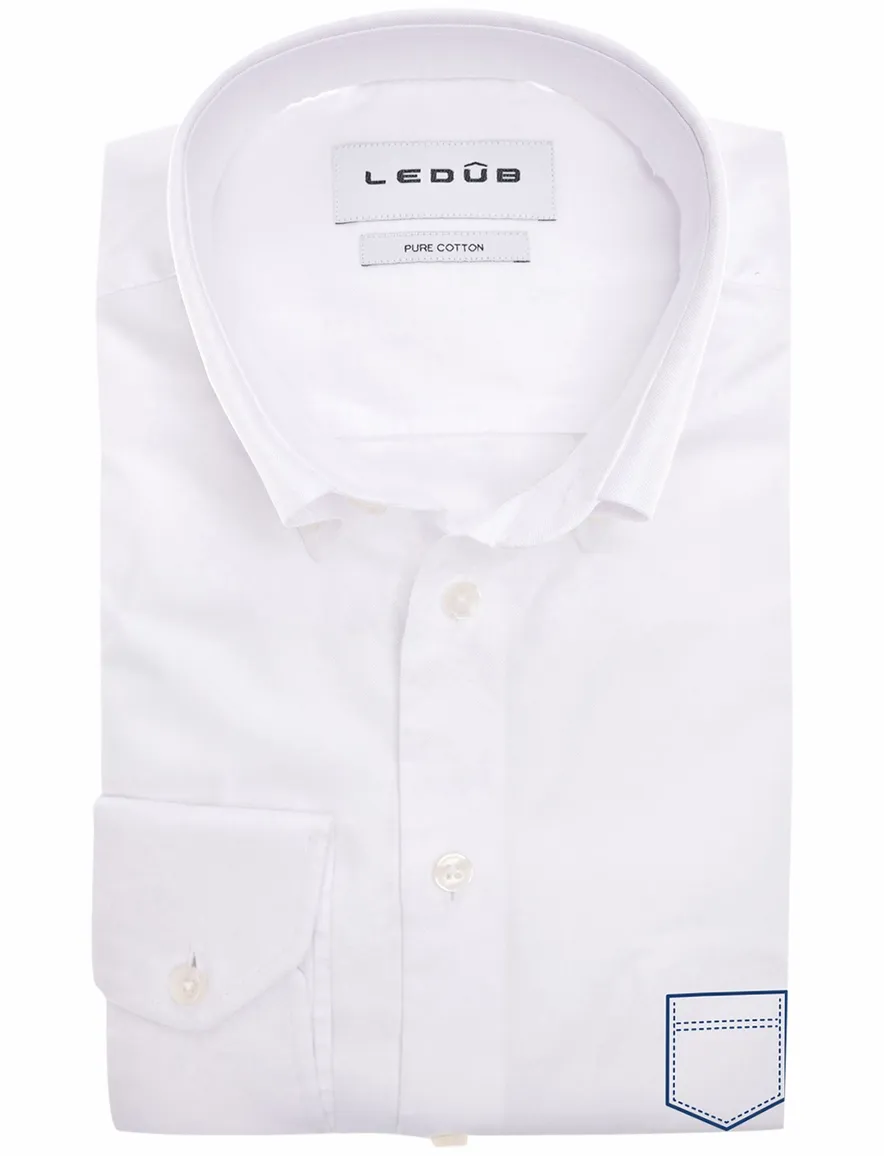 Ledub overhemd Modern Fit effen wit normale fit