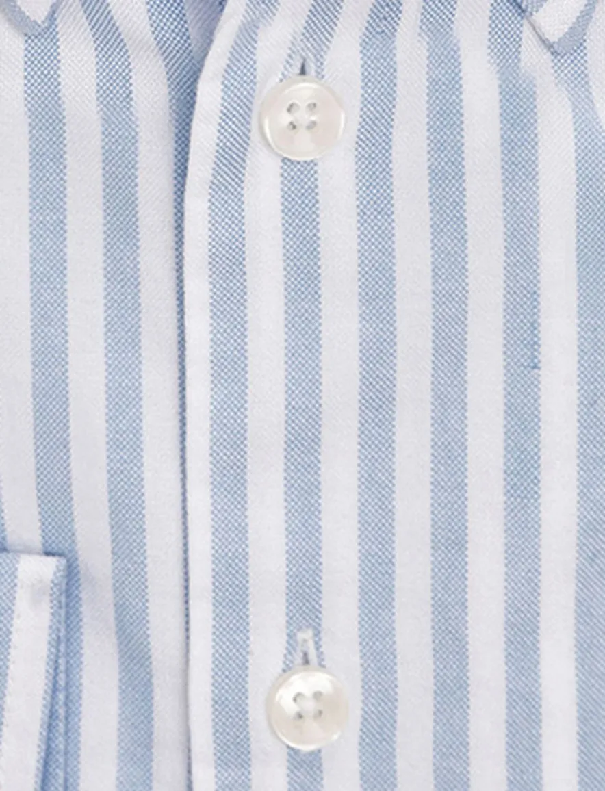 Ledub overhemd normale fit blauw gestreept katoen
