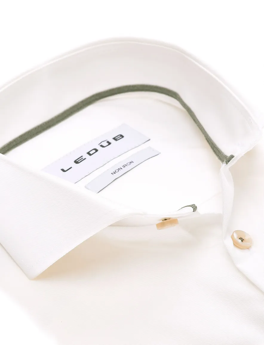 Ledub overhemd normale fit creme katoen